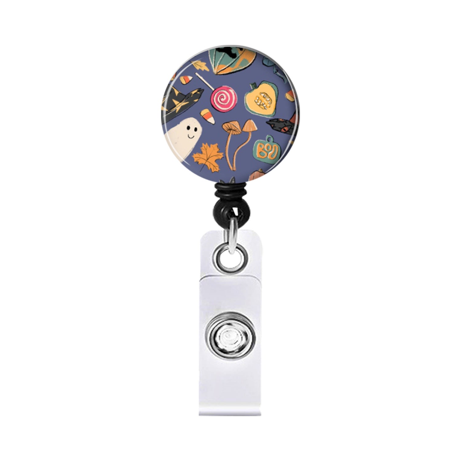 Wholesale Badge Reels ABS Halloween Candy Ghost Cat Retractable Keychain